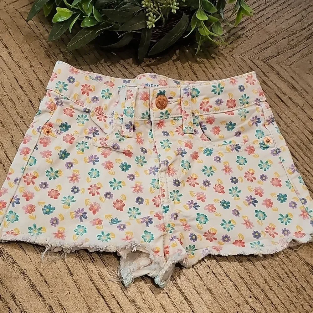 Floral Denim Jean Shorts Size 6